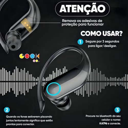 Fone De Ouvido Bluetooth Sem Fio Tws Esportivo Compatível Com Xiaomi Samsung Motorola Iphones Indicado Para Academia Corrida Bicicleta Patinete Piloto De Moto Som Potente Preto - 10
