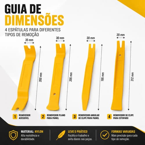 Jogo Espátulas Vonder Nylon 4 Peças Removedor Painel - 7