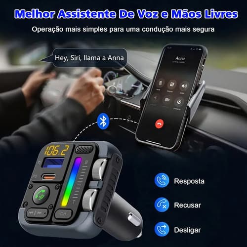 Transmissor Fm Music Turner Mt04 Cinza E Preto Hifi Tipo C + - 6