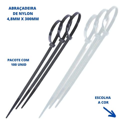 Abraçadeira De Nylon 4,8x300mm Com 100 Unidades Flex Lotus Cor Branco - 5