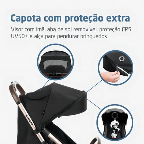 Carrinho De Bebê Eva 3 Maxi Cosi Cor Essential Black Preto - 3