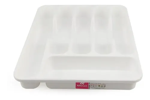 Porta Talheres Com Tampa Transparente Espaçoso Nitron Extra Grande Cor Branco Organizador Gaveta Plástico Resistente Com 6 Divisões Ideal Talheres Utensílios Cozinha Moderna - 10