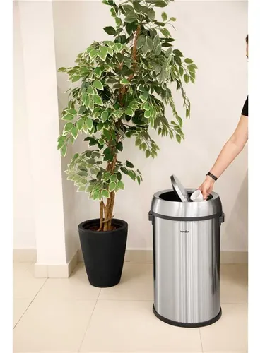 Lixeira Redonda Inox 65 Litros Tampa Basculante Vonder Cinza (inox) - 3