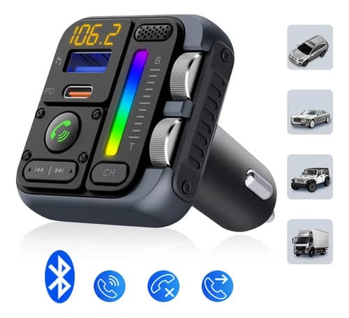 Transmissor Fm Music Turner Mt04 Cinza E Preto Hifi Tipo C + - 2