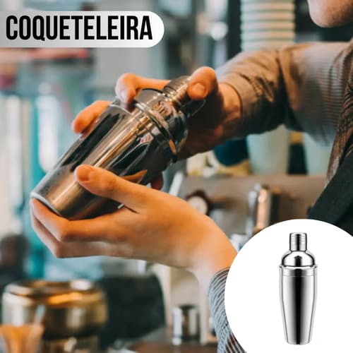Kit Coquiteleira + Dosador + Socador P/ Drinks E Bebidas - 5