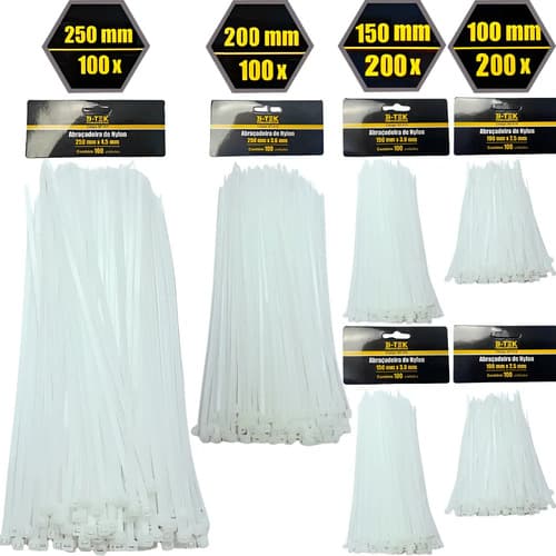 Kit 500 Abraçadeiras Nylon Enforca Gato Fita Cinta Branco Branco - 2