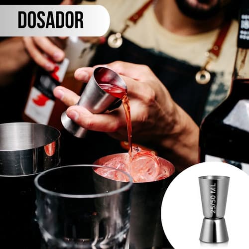 Kit Coquiteleira + Dosador + Socador P/ Drinks E Bebidas - 7