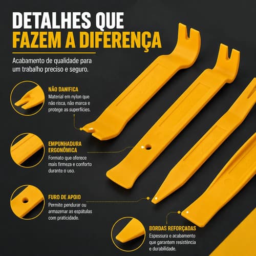 Jogo Espátulas Vonder Nylon 4 Peças Removedor Painel - 4