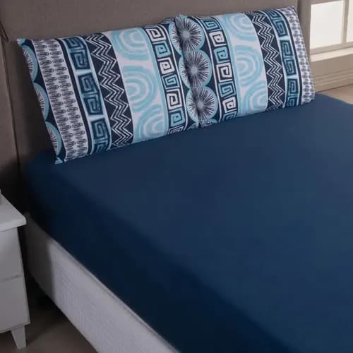 Jogo De Cama Solteiro Malha 100% Algodão Marinho - 3