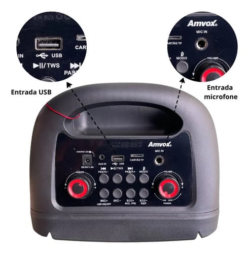 Caixa De Som Amvox Aca 251 Newx Led Bluetooth 250ws Cor Preto 127/220v - 8
