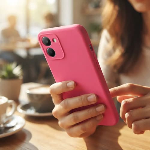 Capa Silicone Aveludada Compatível Moto G06 Pink - 1
