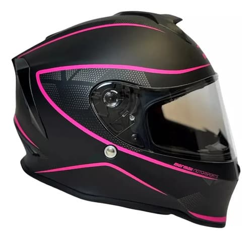 Capacete Mormaii M1 Classic Preto Fosco Rosa + Viseira Fumê Rosa Liso Fosco 53/54 - 1