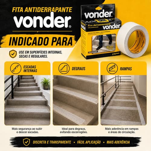 Fita Antiderrapante 5m X 50mm Segurança Transparente - 5