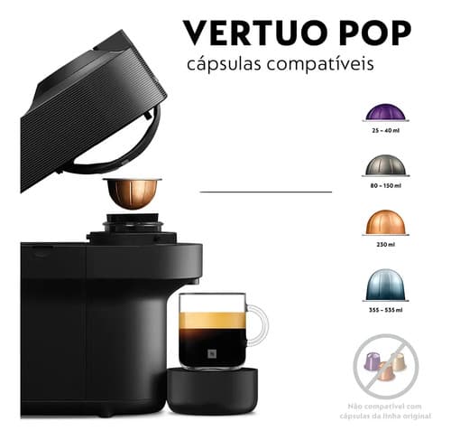 Cafeteira Nespresso Vertuo Pop Preto Clássico 220v - 10