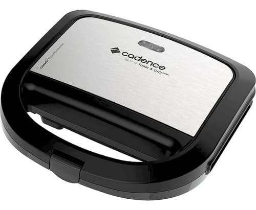 Sanduicheira Elétrica Portátil Chapas Antiaderentes Toast & Grill San615 750w Cadence Saudável Prático Sem Óleo Cor Preto 220v - 1