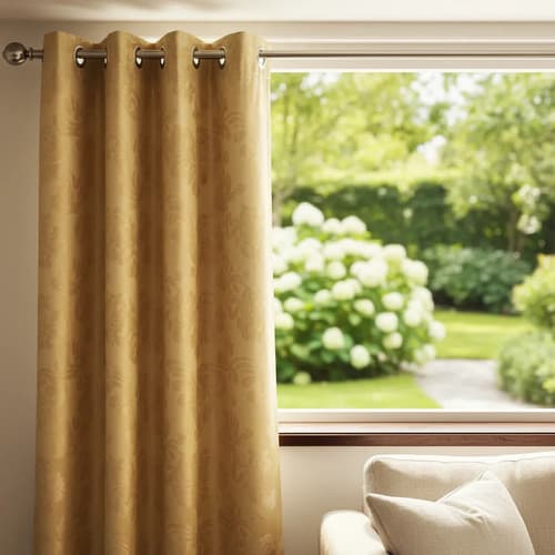 Cortina Jacquard Sala E Quarto Semi Blackout 270x230 Dourado - 1