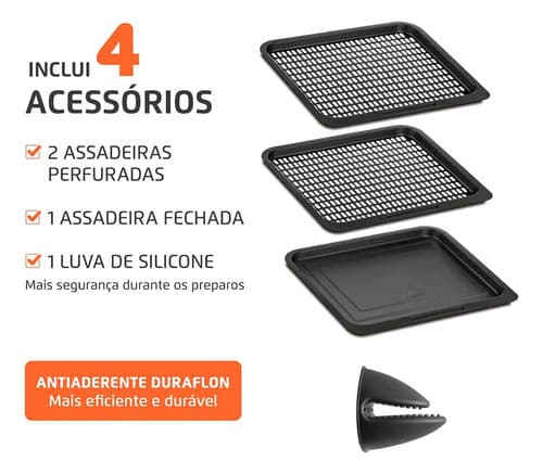 Fritadeira Air Fryer Forno Oven 12l, Mondial, 2000w - Afon-12l-bi - 3