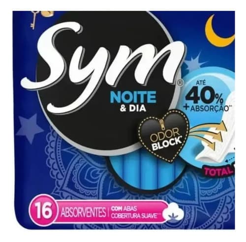 Absorvente Noite & Dia Cobertura Suave Com Abas 16 Unidades Sym - 3