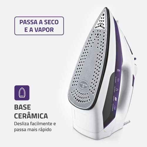 Ferro A Vapor Ceramic Express, Mondial, 200w - F-40 Branco E Roxo 127v - 2