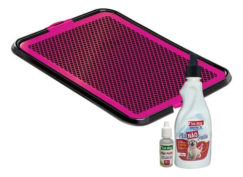 Kit Educador Sanitário De Plástico Lavável Rosa Para Cães Com Eliminação De Odor - 1