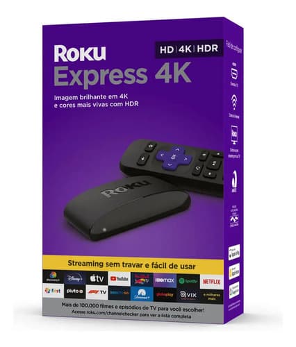 Roku Express 4k Aparelho Smart Para Tv Hd/4k/hdr Com Controle Remoto Inclui Cabo Hdmi Premium Preto Padrão - 1
