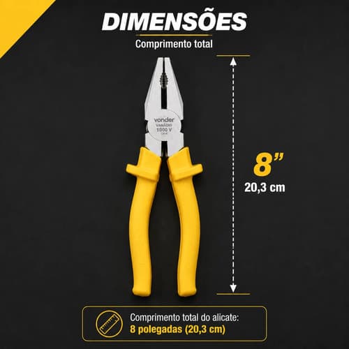 Alicate Universal 8 Pol Cabo Isolado 1000v Vonder - 8