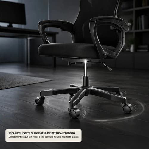Cadeiras Escritório Ergonômicas Suporte Lombar Mesh E 300kg Preto Algodão - 4