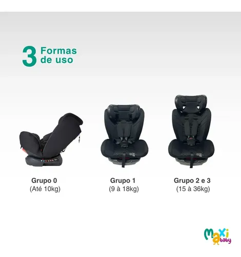 Cadeira De Carro Infantil 0 A 36kg Elite 4 Em 1 - Maxi Baby - Preto Liso - 7