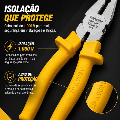 Alicate Universal 8 Pol Cabo Isolado 1000v Vonder - 3