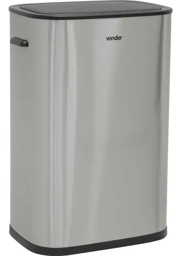 Lixeira Retangular 55 Litros Com Sensor Infravermelho Vonder Cinza (inox) E Preta - 4