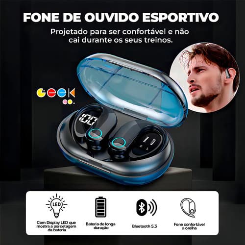 Fone De Ouvido Bluetooth Sem Fio Tws Esportivo Compatível Com Xiaomi Samsung Motorola Iphones Indicado Para Academia Corrida Bicicleta Patinete Piloto De Moto Som Potente Preto - 11