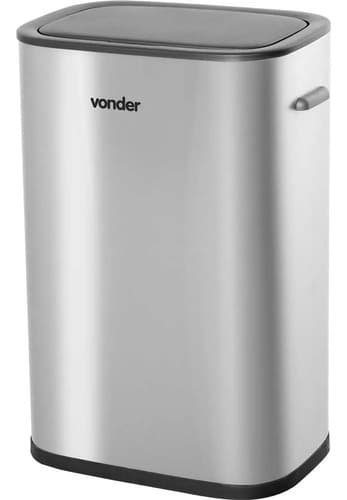 Lixeira Retangular 55 Litros Com Sensor Infravermelho Vonder Cinza (inox) E Preta - 1