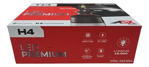 Kit Led Premium 18000lm H4 9v-100v 100w 6000k Asx1204 H4 Preto Branco-frio - 8