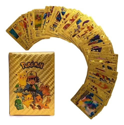 Kit 55 Cartas Pokemon Folha De Ouro Douradas Edicao Limitada - 1