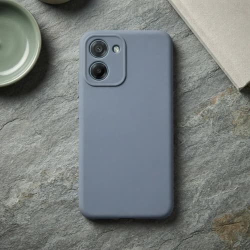 Capa Silicone Aveludada Compatível Moto G06 Cinza / Azul Acinzentado - 1