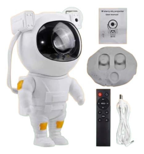 Luminaria Led Astronauta Projetor Galaxia Estrelas Decoração Branco Preto 127v - 4