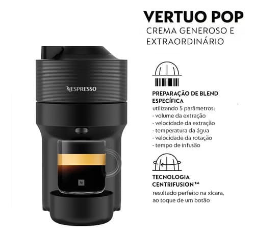 Cafeteira Nespresso Vertuo Pop Preto Clássico 220v - 7
