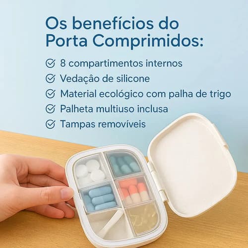 Porta Medicamento Portátil Cápsulas Viagem Compartimento  - 4