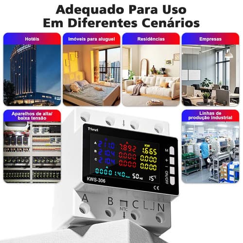 Medidor Energia Trifásico Led Digita 110v 80a Proteção 85/29ov Digital Sobretensao, Sobrecorrente Multifuncional Protecao Contra Fu Ga Teste De Temperatura 220v - 5