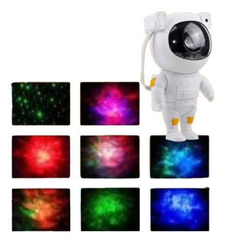 Luminaria Led Astronauta Projetor Galaxia Estrelas Decoração Branco Preto 127v - 5