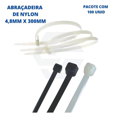 Abraçadeira De Nylon 4,8x300mm Com 100 Unidades Flex Lotus Cor Branco - 6