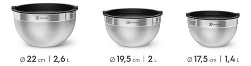 Electrolux Kit Bowls Tigelas Em Inox Com Tampa Plástica 3 Unidades Utensílios Domésticos De Cozinha - 2