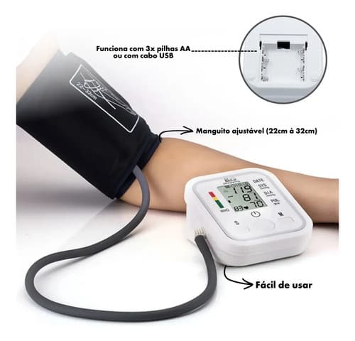 Tensiômetro Digital De Braço Vovô Saúde Braco Memória 99 Resultados Branco - 2
