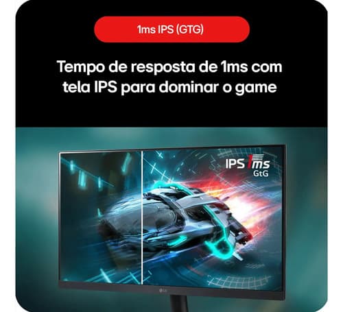 Monitor Gamer LG Ultragear 24 24gs60f-b Ips Full Hd 180hz 1ms (gtg) Nvidia® G-sync® Amd Freesync Hdr10 Srgb 99% Hdmi Displayport Preto 127/220v - 5