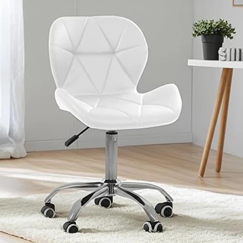 Cadeira Escritório Eiffel Slim Branco Giratória Altura Ajustável Couro Sintético - 1