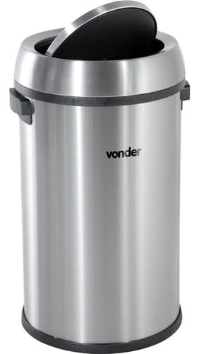 Lixeira Redonda Inox 65 Litros Tampa Basculante Vonder Cinza (inox) - 4