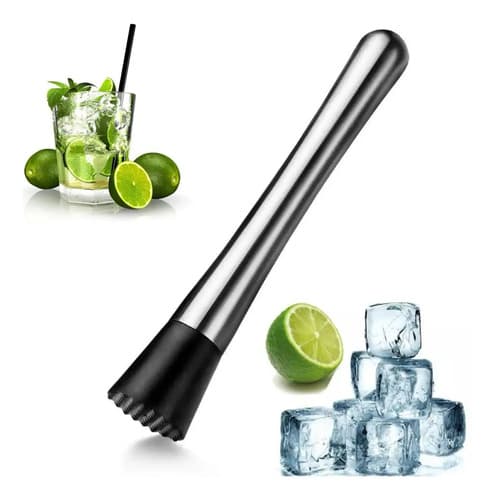 Kit Coqueteleira Inox Socador Batida Caipirinha + Brinde Pra Prateado - 5