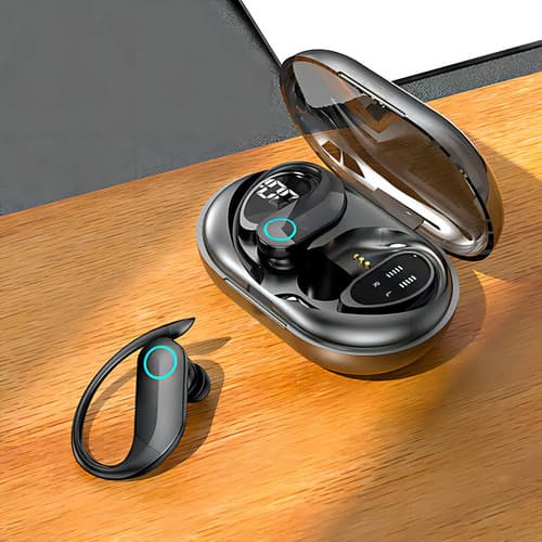 Fone De Ouvido Bluetooth Sem Fio Tws Esportivo Compatível Com Xiaomi Samsung Motorola Iphones Indicado Para Academia Corrida Bicicleta Patinete Piloto De Moto Som Potente Preto - 5