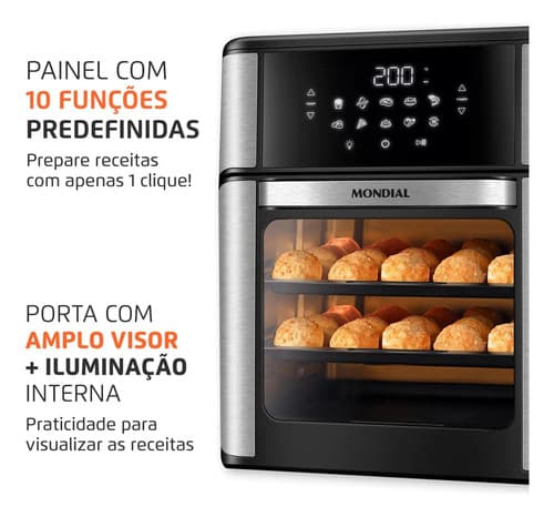 Fritadeira Air Fryer Forno Oven 12l, Mondial, 2000w - Afon-12l-bi - 7