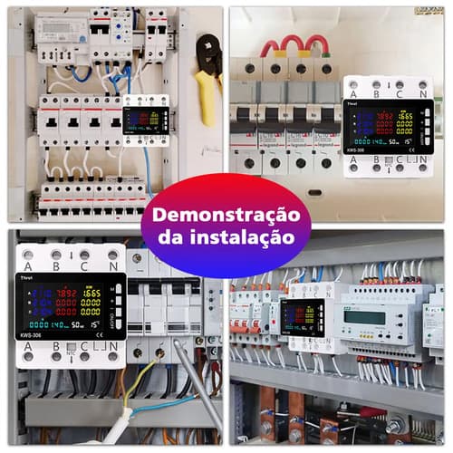 Medidor Energia Trifásico Led Digita 110v 80a Proteção 85/29ov Digital Sobretensao, Sobrecorrente Multifuncional Protecao Contra Fu Ga Teste De Temperatura 220v - 11